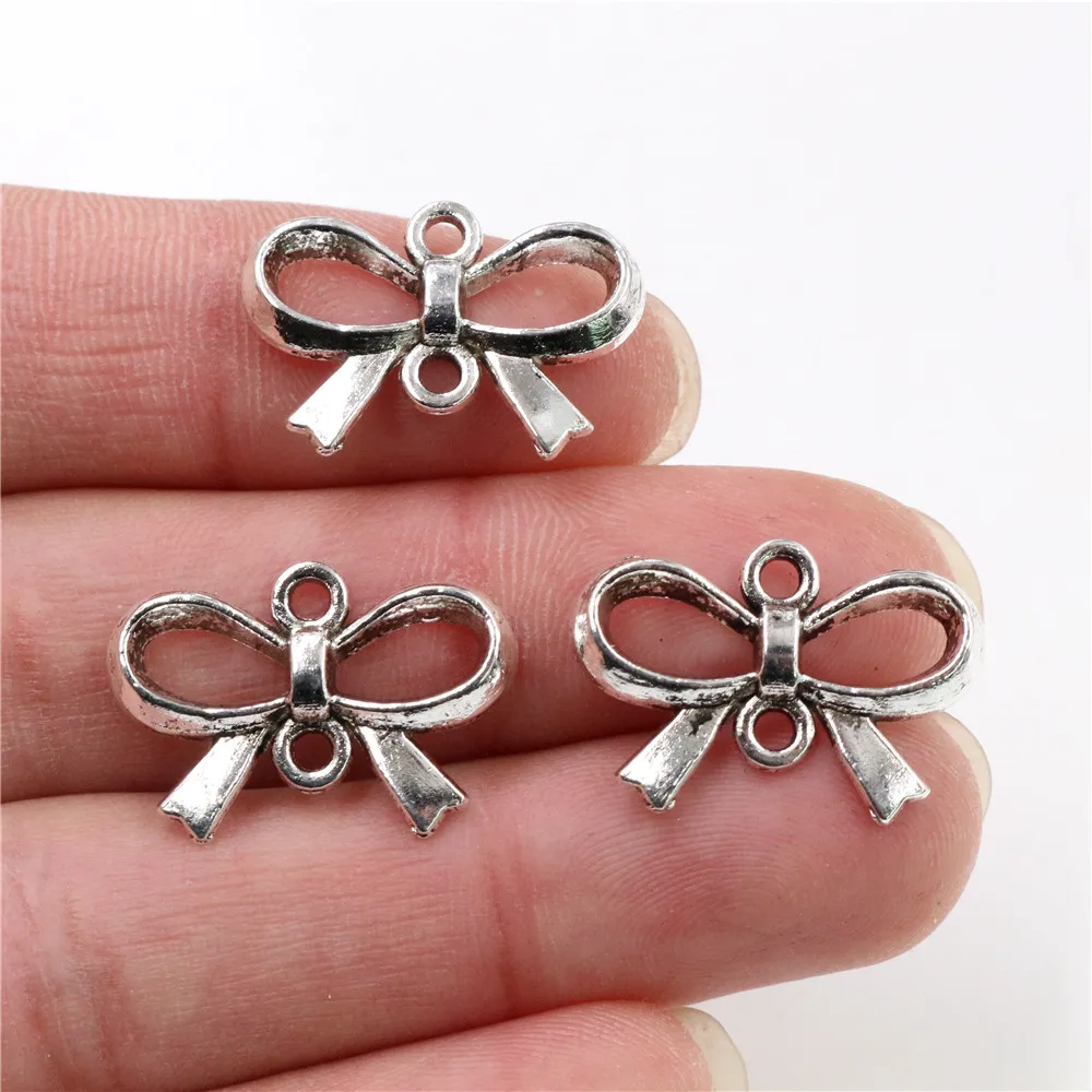 22x15mm 20pcs Antique Silver Plated /Bronze/Black/Gold Colors Plated Bow Tie Handmade Charms Pendant:DIY for bracelet necklace