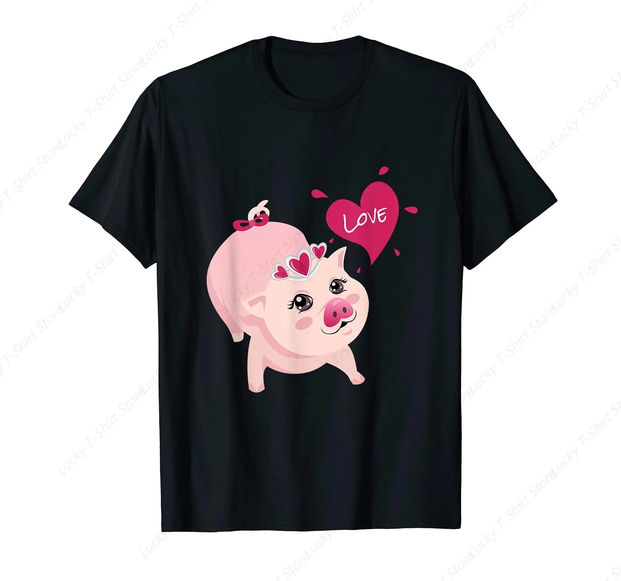 Cute Pig with Tiara T-Shirt for Girl and Women