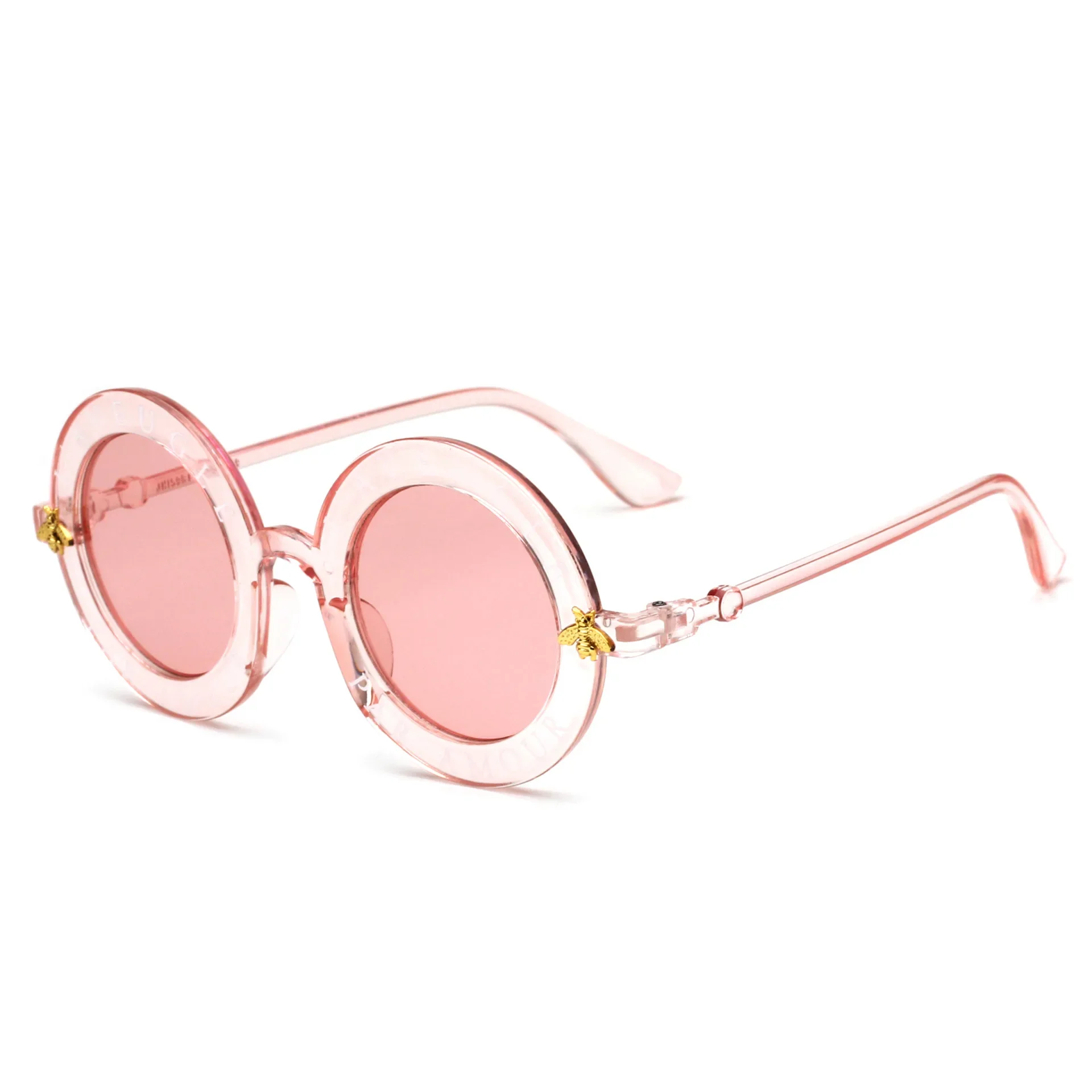 Children's Sunglasses Baby Trendy Fashion Letter Round Frame Glasses BoysGirls Personalized Korean Version Little Bee Sunglasses