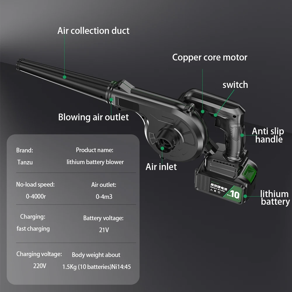 Cordless Blower 21V Garden Air Blowing Vacuum Clean Rechargeable Battery For Computer Cleaner Suction Leaf Dust Collector