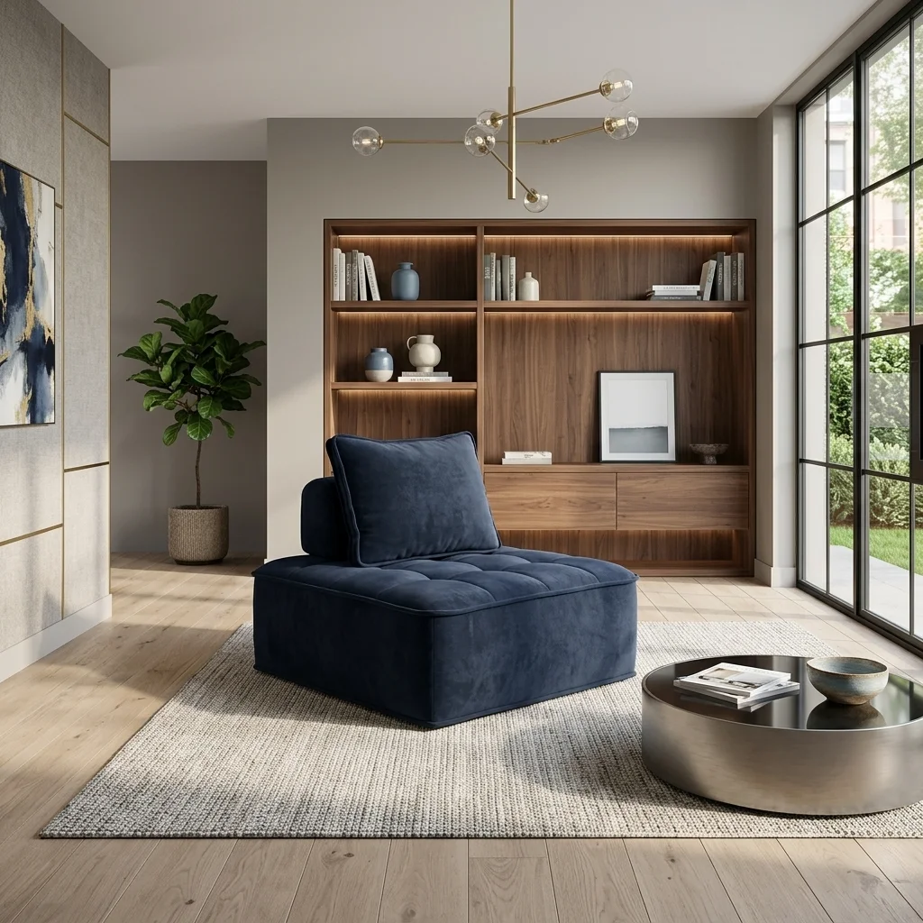 Comfort Modern Modular Sectional Sofa Square Shape Compressed Sponge Fabric Apartment Villa Living Room Set