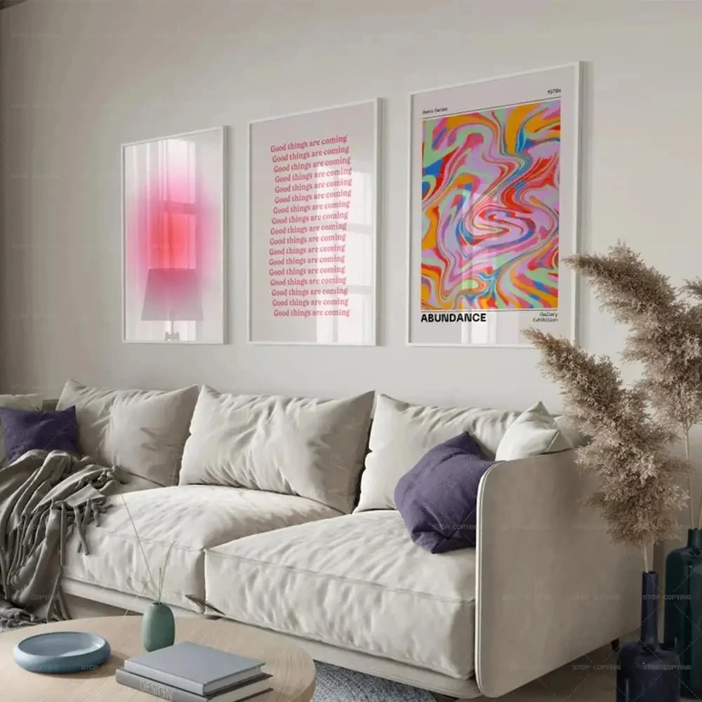 Aura Psychedelic Retro Gradient 70s Nostalgia Positive Affirmation Wall Art Canvas Painting Posters For Living Room Home Decor