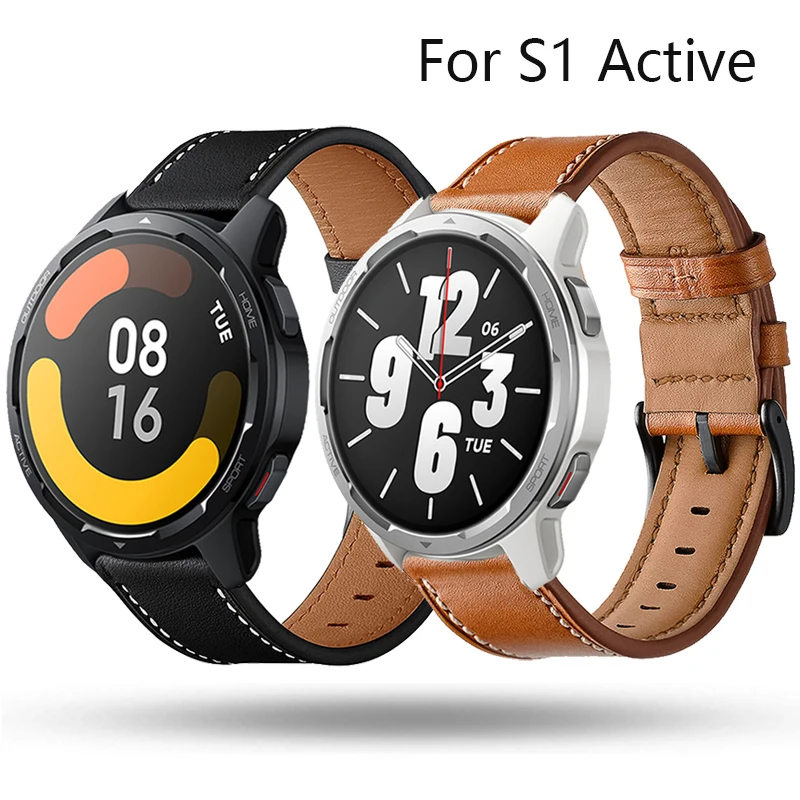 Correa de reloj de Metal para Xiaomi Watch S1, pulsera de reloj inteligente activa, correa de cuero genuino para Xiaomi Mi Watch Color 2, reemplazo