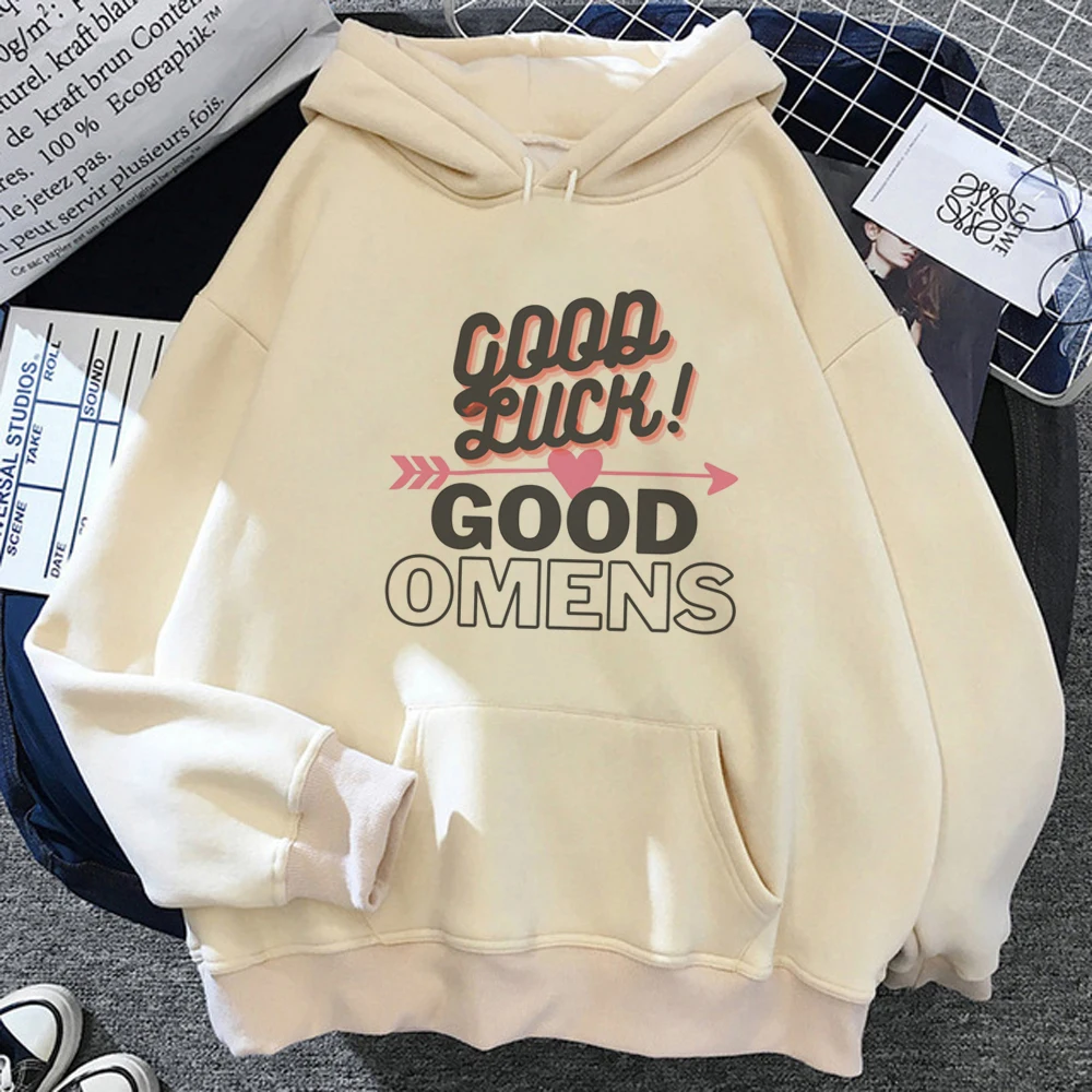 Good Omens-Hoodies Femininos, Pulôver de Suor Anime, Kawaii, Y2K, Anos 90, Harajuku