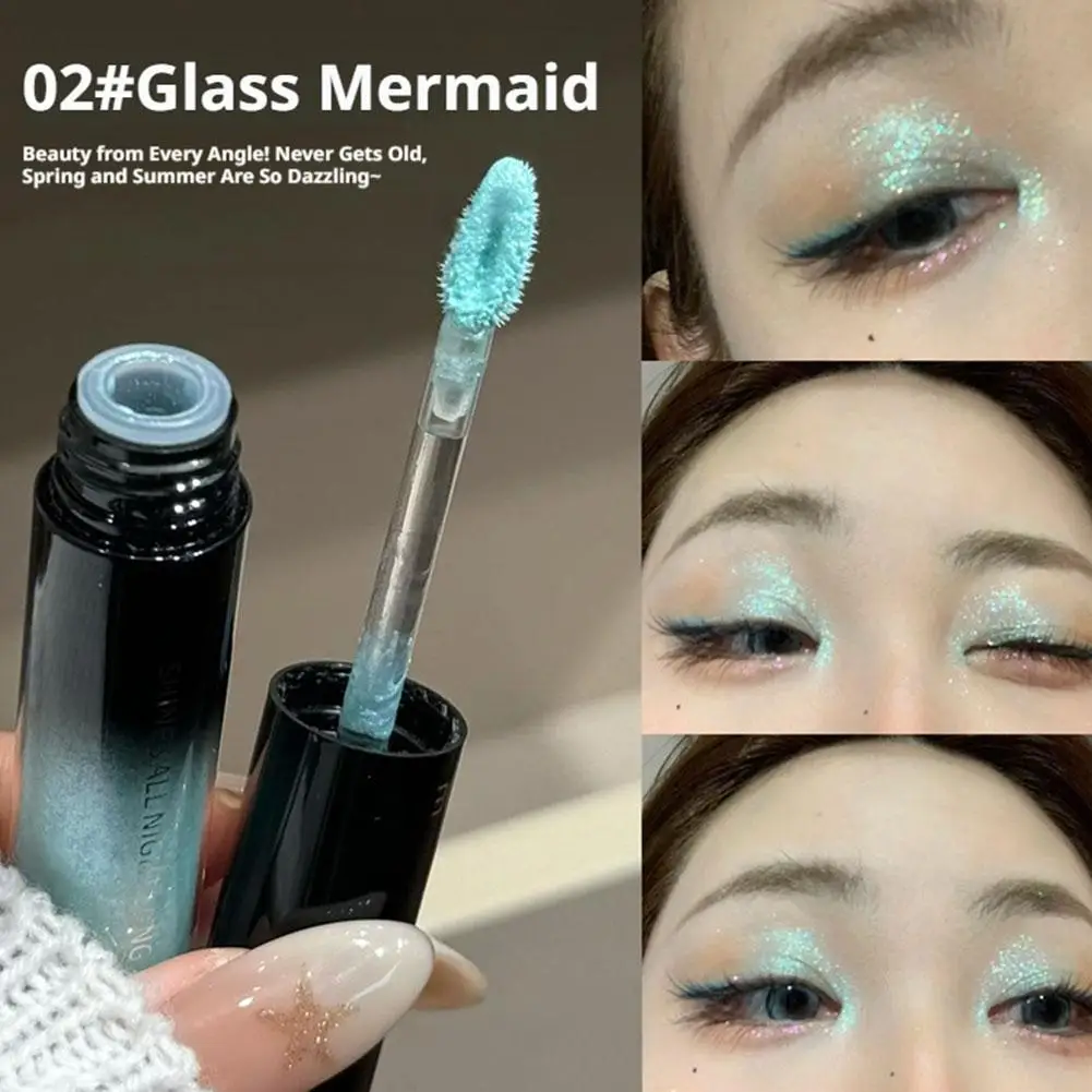 Sombra de Ojos Líquida Brillante Sexy Blue Mermaid Tear, Brillo 3D Duradero, Sombra de Ojos Resistente a las Manchas, Maquillaje de Ojos Perlado Brillante