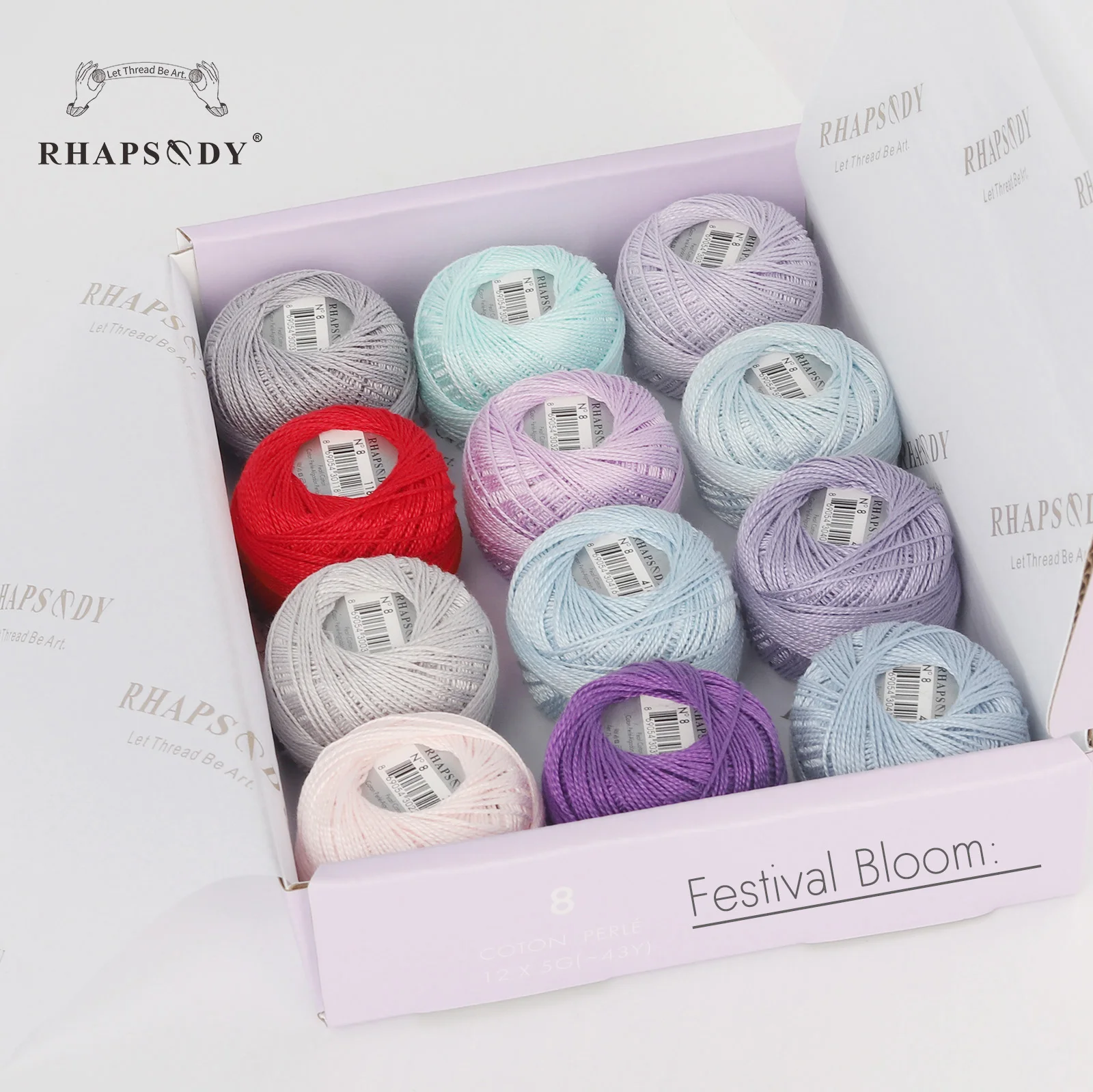 Rhapsody-Größe # 8 Perlen-Baumwoll-Häkelfaden-Stickerei, doppelt merzerisierte lange Stapel, ägyptische Baumwolle, NEUE FARBEN, 12 Bälle pro Box – Detail 19
