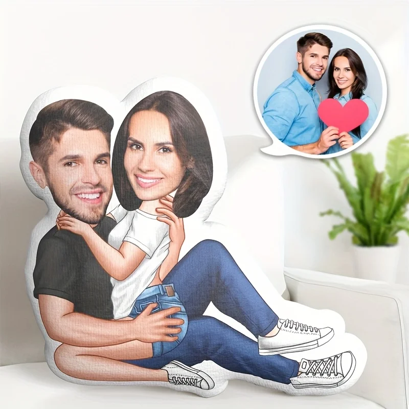 Maßgefertigte Spaß-Plüschkissen, Kurze Kopfstützen, Kissenpuppen für Spaßpaare zum Küssen auf dem Sofa, Geeignet für Auto, Sofa, Bett, Wohnheim – Detail 1