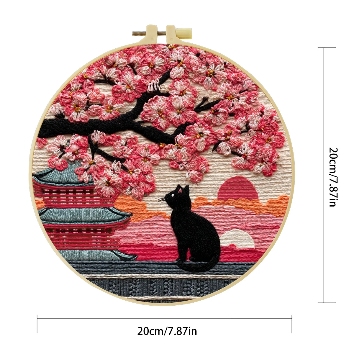 1 Stück 20X20CM/15X15CM 7,87/6,3 Zoll Katzen-Stickerei-Starter-Kit DIY-Kit DIY-Stickerei-Set Handarbeiten Heimdekoration Nadelkunst – Detail 4