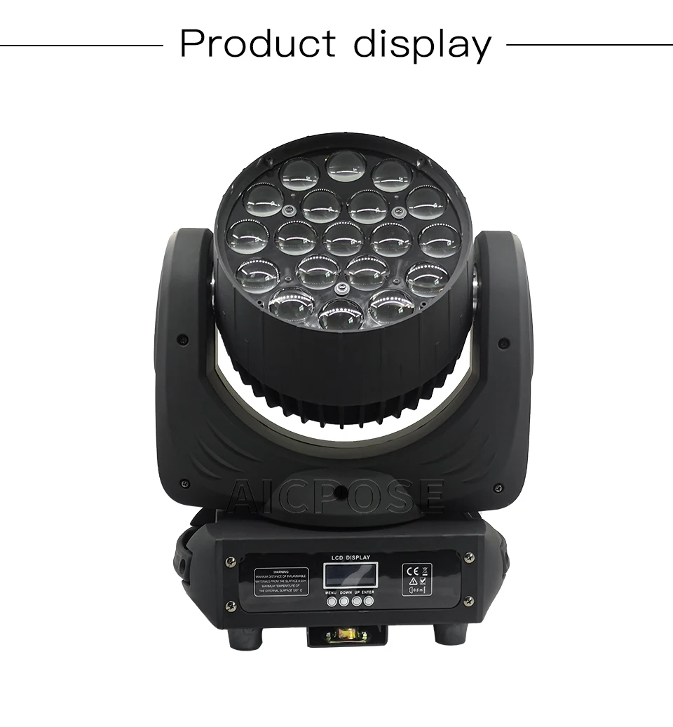 Veranstaltungsausrüstung RGBW 19x15W Moving Head Licht Elektronischer Zoom Spotlight DMX-Steuerung Geeignet für DJ Disco Konzert Hochzeit Bühne – Detail 8