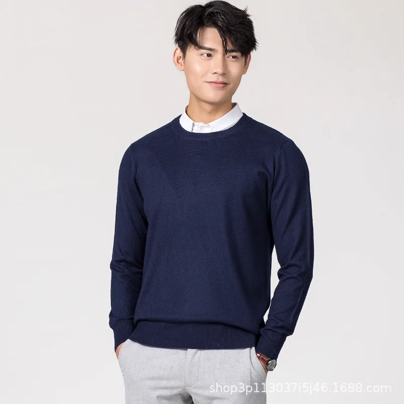 

MRMT 2024 Brand New Men's Round Neck V-Neck O- Neck Pullover Wool Sweater Classic Solid Color Slim-Fit Base Plus Size Sweater