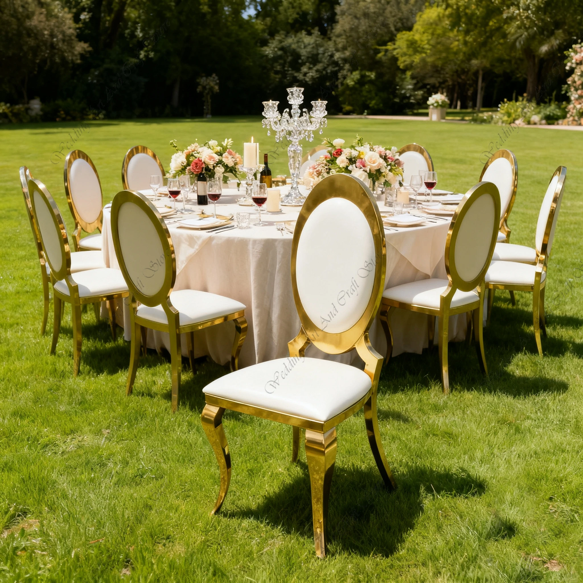 48pcs f30 Wedding Furniture Wedding Chair Stainless Steel Banquet Hotel Furniture Oval Shape  Chairs for Dining Table ivy377