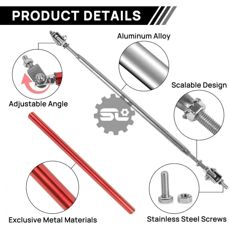 Haste de Suporte Dividido Universal, Ajustável para Uso na Cobertura de Componentes Corporais, Reforço Bumper e Outras Pragas