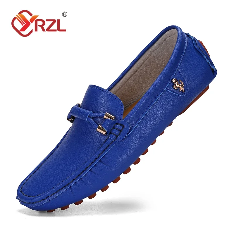 YRZL Loafers for Men Casual Leather Shoes Mens Loafers Moccasins Breathable Slip on Wine Red Big Size 48 Driving Shoes for Men