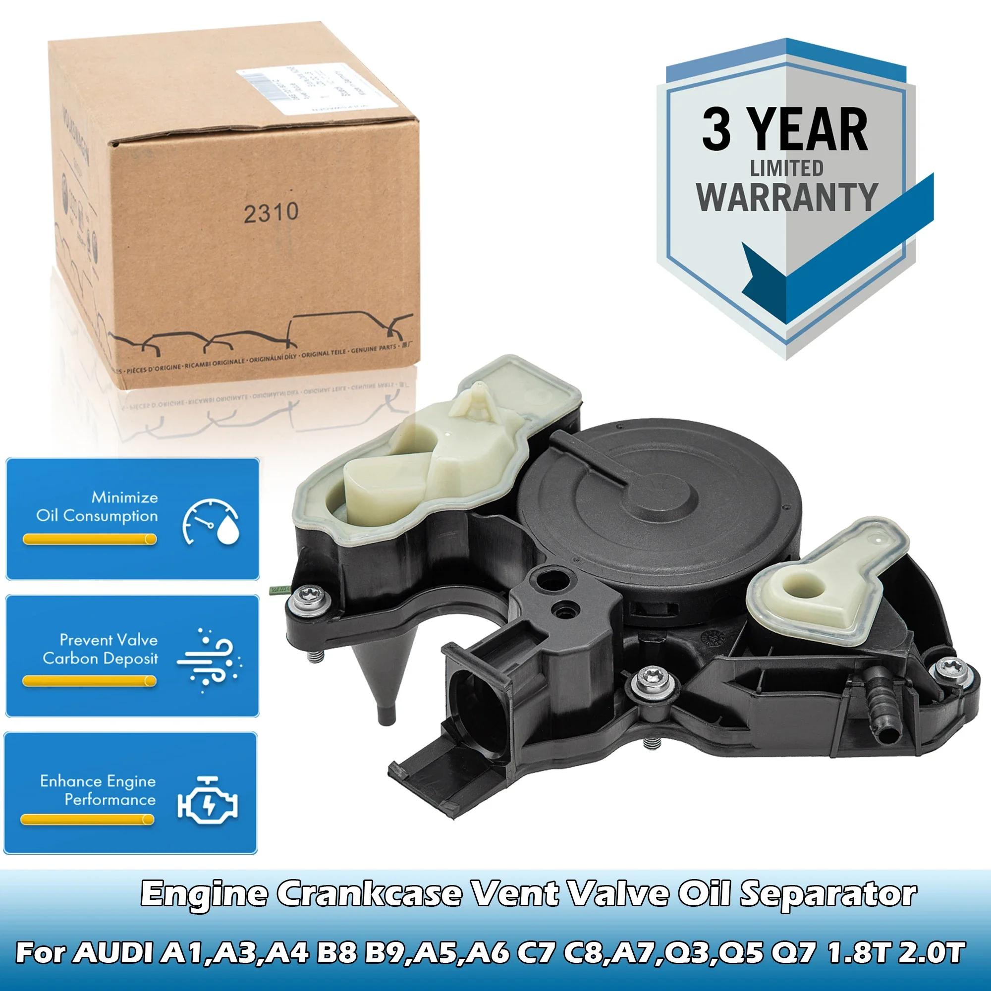 Genuine Crankcase Vent PCV Valve Oil Separator 06K103495AF,06K103495AS For AUDI A1,A3,A4 B8 B9,A5,A6 C7 C8,A7,Q3,Q5 Q7 1.8T 2.0T