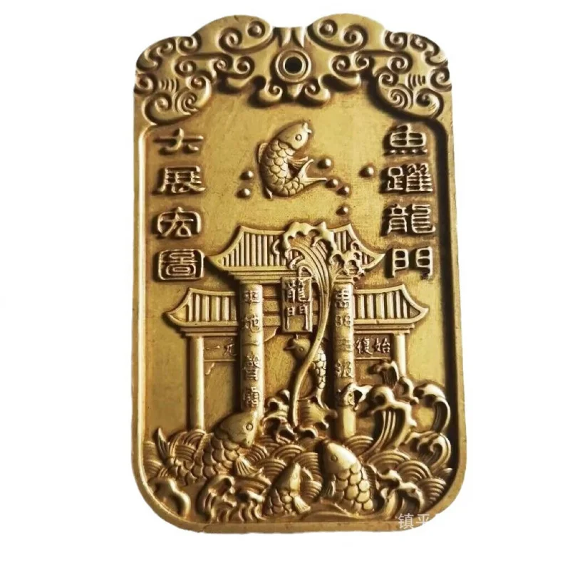 Brass statue of Emperor Wenchang, symbolizing success on exam board and great ambitions, with a fish leaping over the dragon
