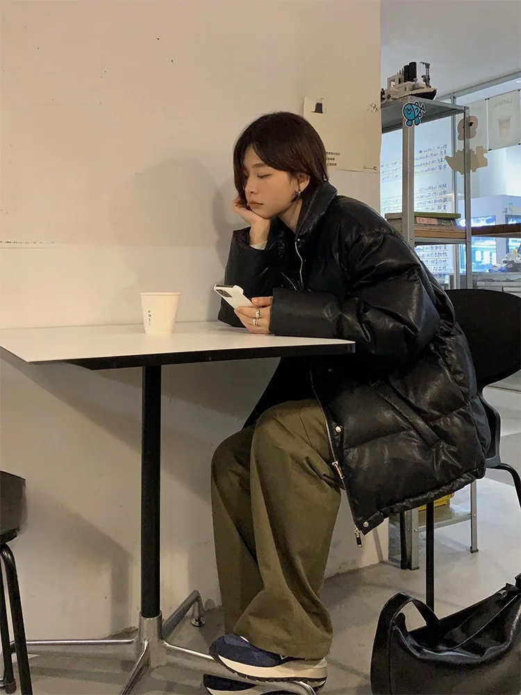 

Thiened Pure Cotton Work Trousers Women's Autumn Winter High Waist Wide Leg Straight Cut Commuter Sle Casual Pants