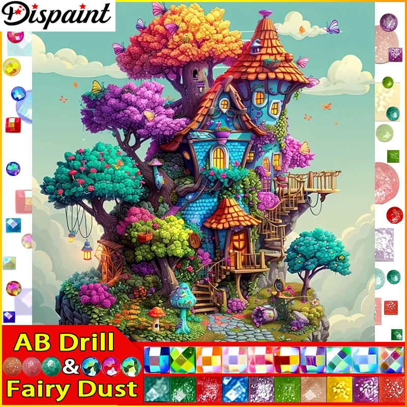 

Dispaint Fairy Dust AB DIY 5D алмазная живопись "домашнее дерево" полная алмазная вышивка распродажа картина из стразов для фестиваля