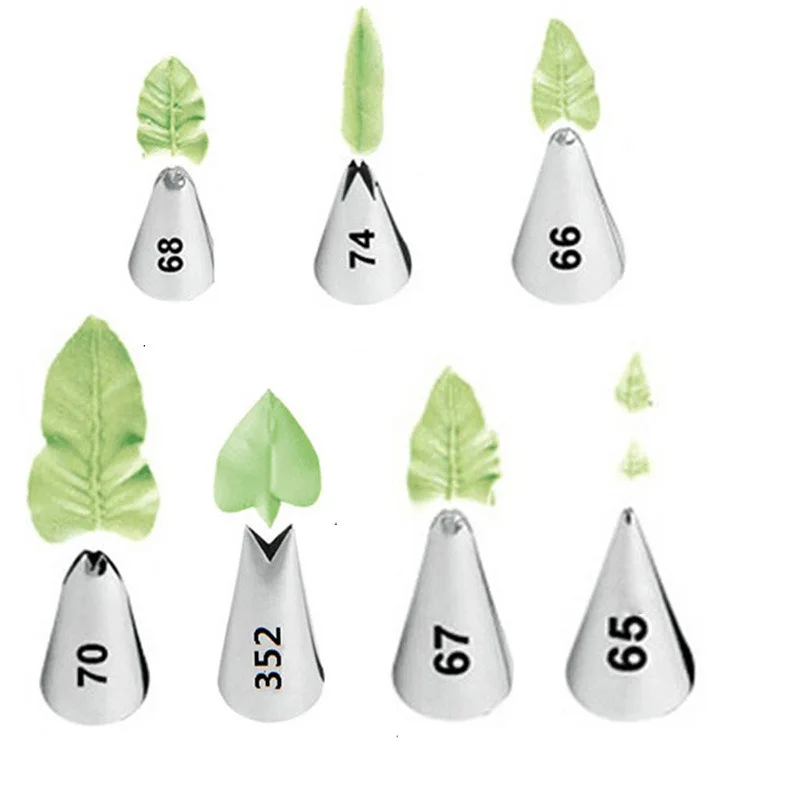 7-Piece Stainless Steel Leaf Piping Nozzles Set, Icing Tips 