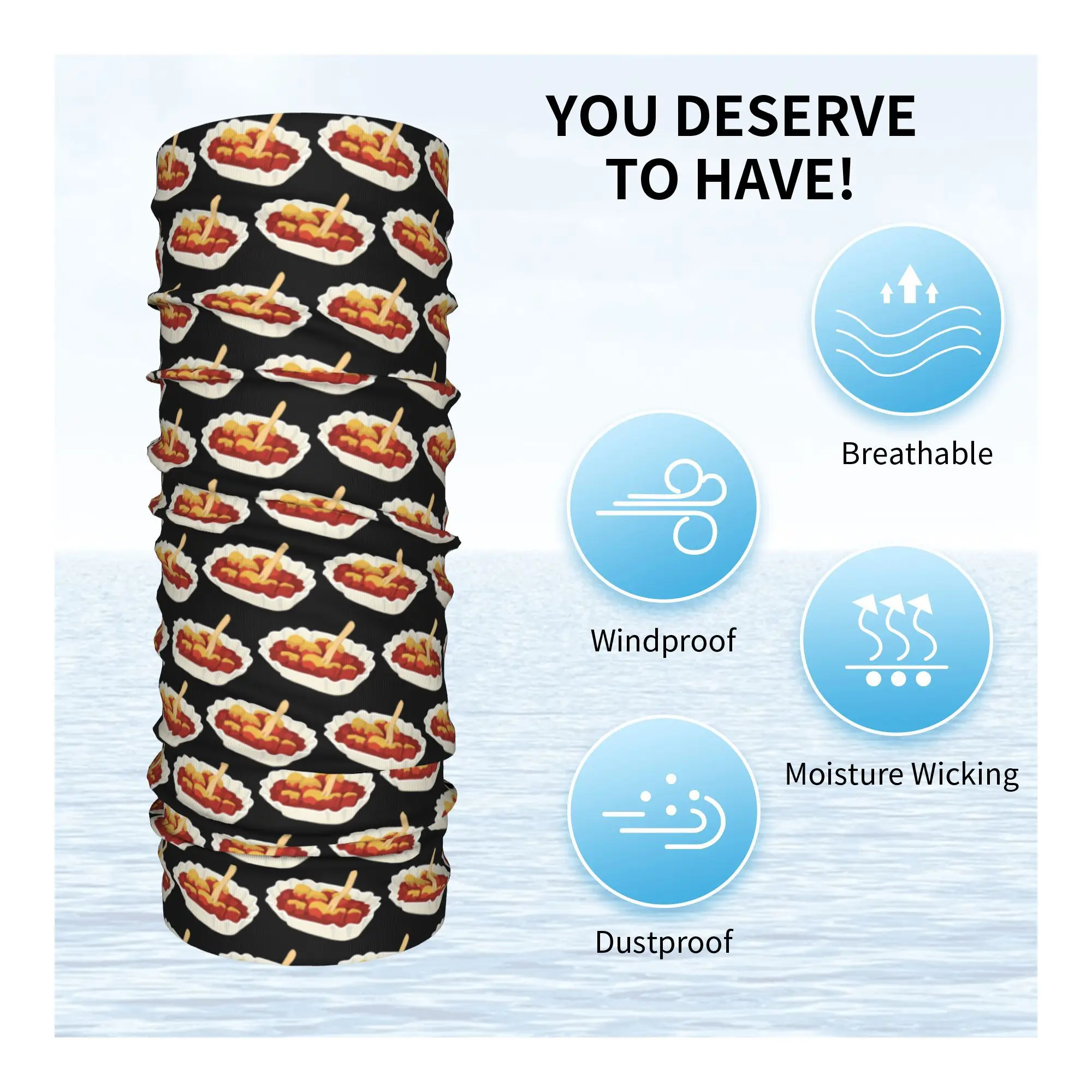 Currywurst تناول الطعام الوجبات السريعة عشاق باندانا غطاء الرقبة المطبوعة وشاح سحري دافئ الدراجات وشاح ركوب للرجال النساء الكبار