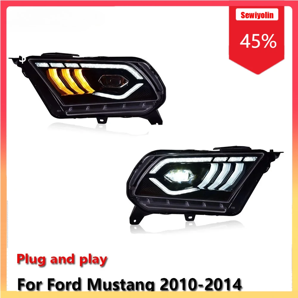 

Car LED Headlight Automobile PartsFor Ford Mustang 2010-2014 Fog DRL Brake Turn Signal Lamp Plug and Play