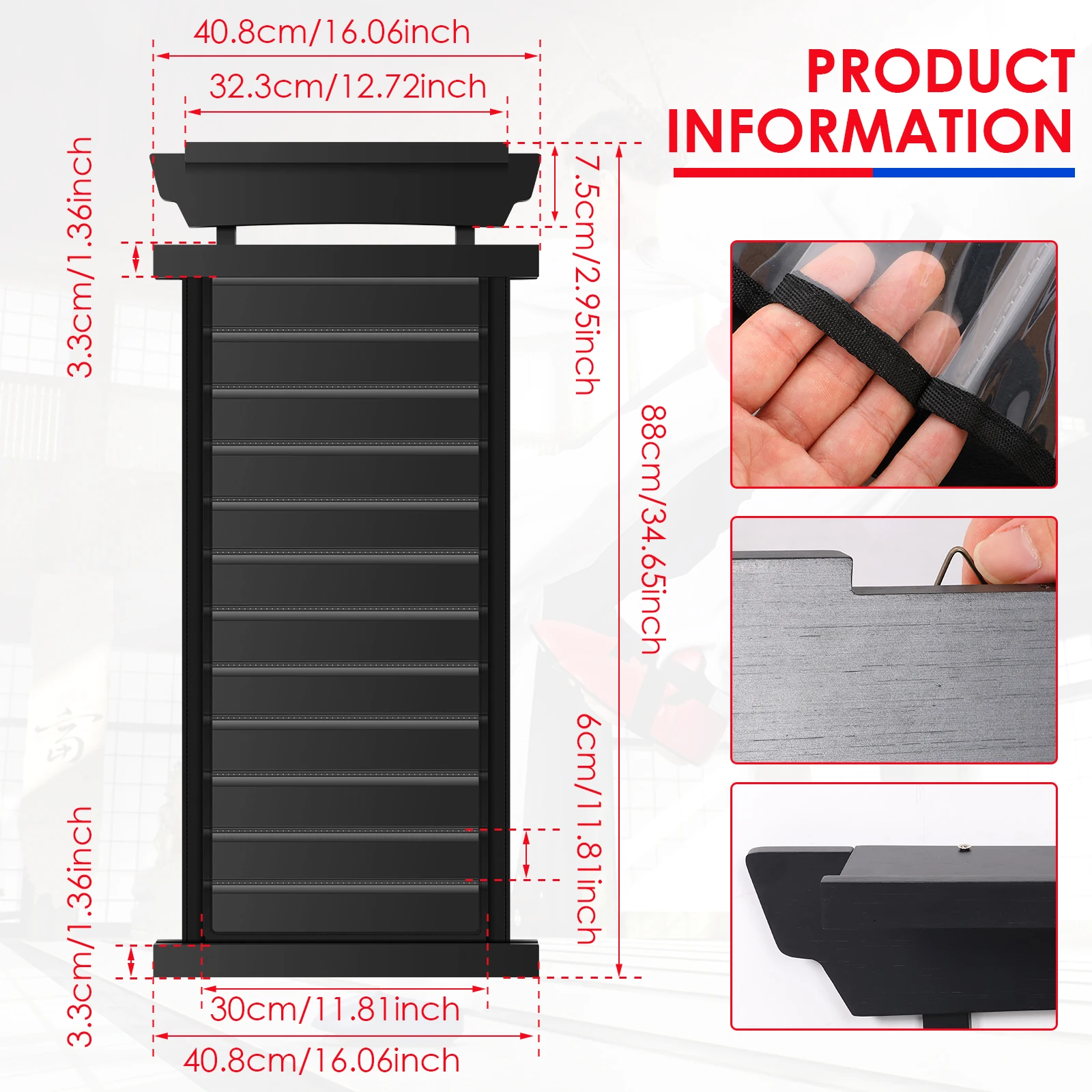 Portable Wall Mounted Karate Belt Display Rack Holder Hanging Taekwondo Belt Display Storage Rack Martial Arts Belts Organizer
