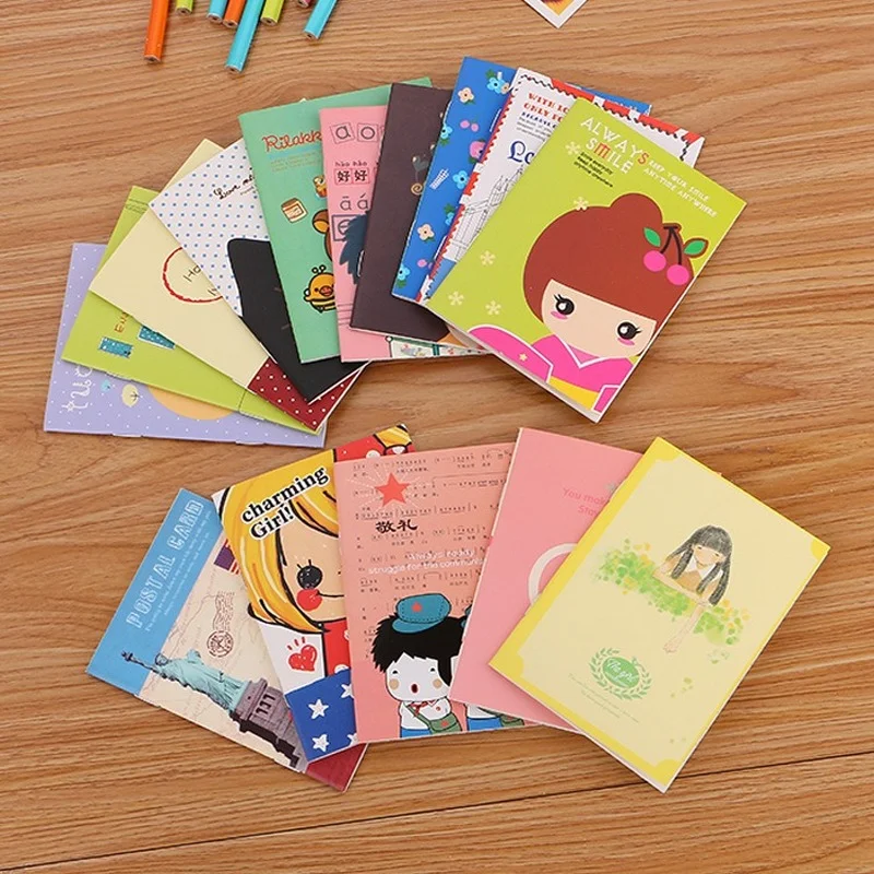 10 pcs/lot Creative Cute small Notebook Kawaii Cartoon Pupils Memo Notes Portable Diary Mini Notepad Student Prizes Stationery