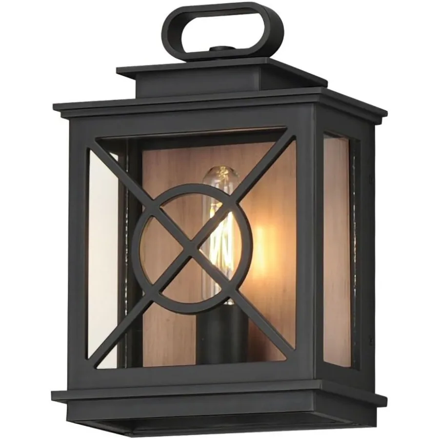 Outdoor Wall Lantern with Light Candle Style and Black Aged Copper Finish for Garden Patio and Entrance Lighting Durable Weathe