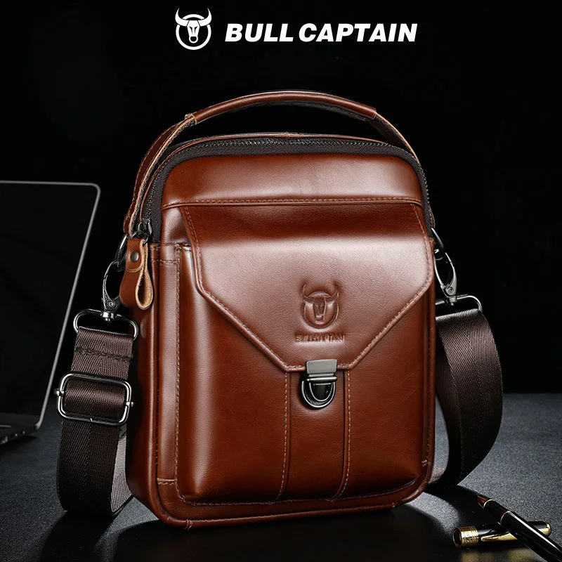 

Men's Crossbody Bag Top Layer Cowhide Shoulder Crossbody Bag Genuine Leather Men's 8-inch iPad Advanced Feeling Multi-function