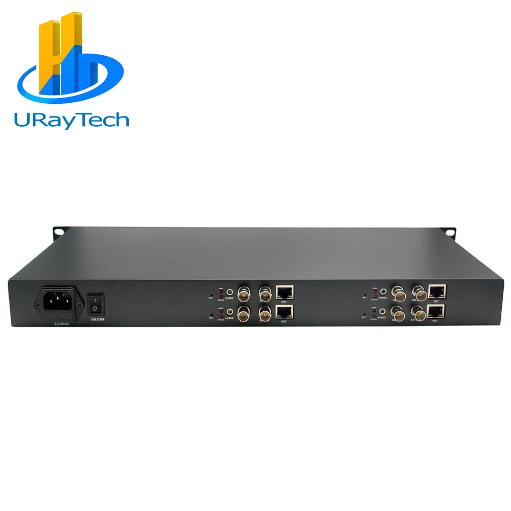 Tech 1U 4 Saluran HEVC HD 3G SDI Ke IP Streaming Encoder dengan H.265 H.264 Encoder RTMP RTMPS untuk Siaran Streaming Langsung