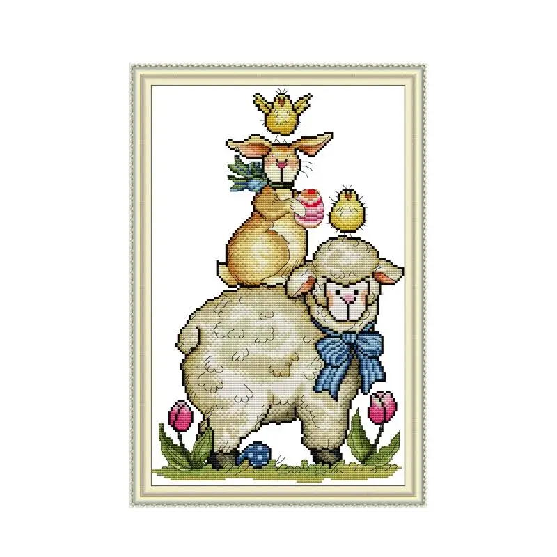 Animal stacked arhat cross stitch kit counted white14ct 11ct printed embroidery DIY handmade needlework craft tool decor