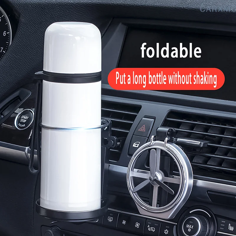 Car Foldable Air Outlet Cup Holder Portable Water Drink Bottle Storage Stand Air Vent Rotate Fan Cup Holders