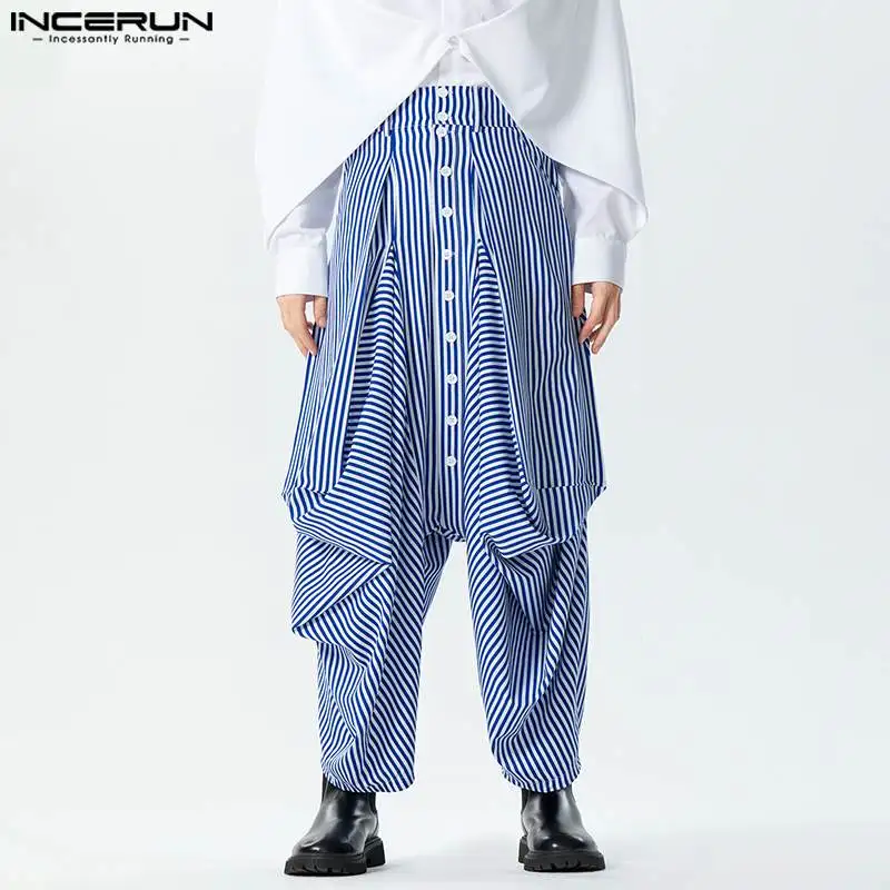 

INCERUN 2024 American Style Trousers New Men's Striped Design Long Pant Casual Streetwear Male Loose Comfortable Pantalons S-5XL