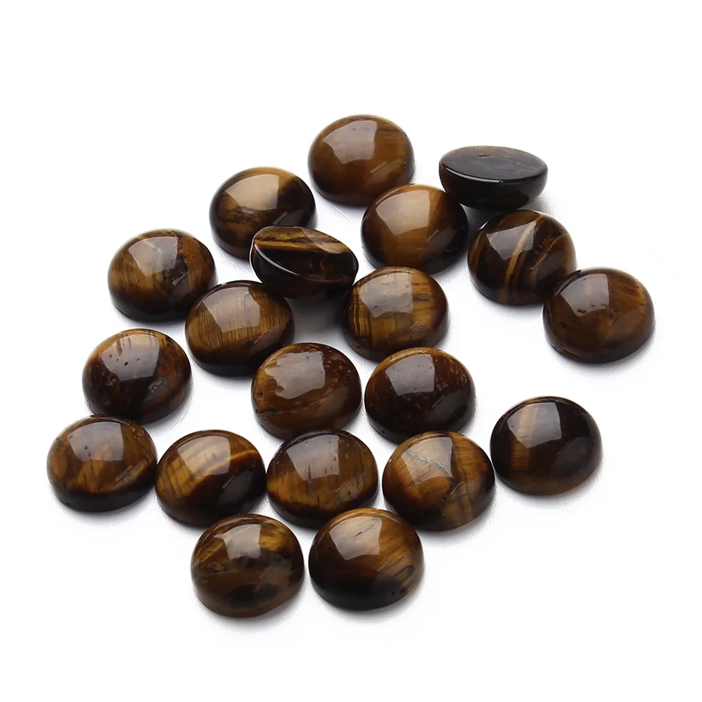 20Pcs Tiger Eye Semi Circle Stones 14Mm Flat Base Natural Stone for DIY Jewelry Accessories Stone Decor Crafts