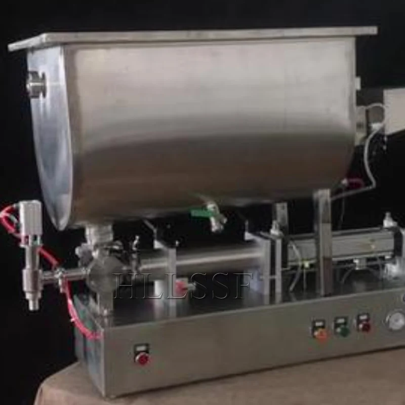Horizontal Pneumatic Filling Machine For Olive Oil Peanut Butter Ketchup Chili Sauce Precision Filling Machine With Mixing Funct