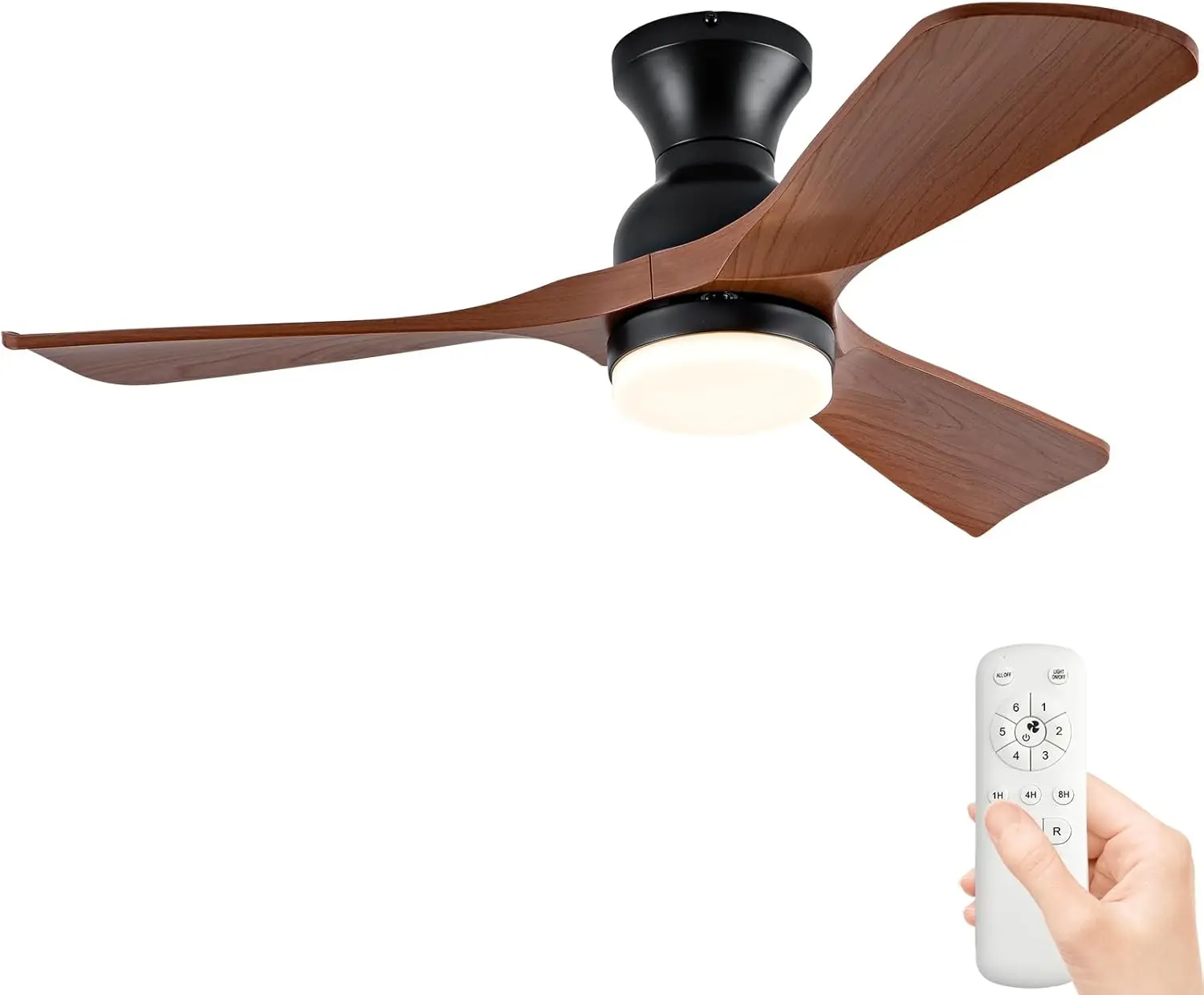 Ceiling Fans with Lights, 42 inch Low Profile Ceiling Fan with Light and Remote Control, Modern Flush Mount Ceiling Fan for Bedr