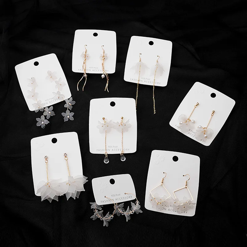 Stud Earrings White Daisy 3D Flower Translucent Petal Silver Post Ethereal Forest Fresh Cute Comfortable Daily Party Gift