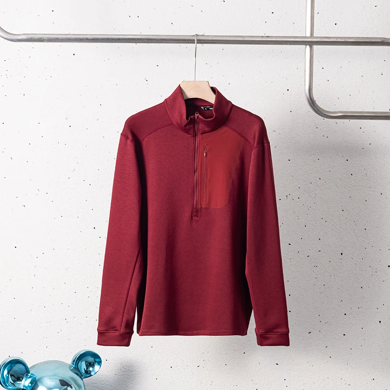 Unisex 2026 Autumn Half-Zip Stand Collar Pullover – Lightweight Stretch Polyester Long Sleeve Top for Outdoor & Casual Wear