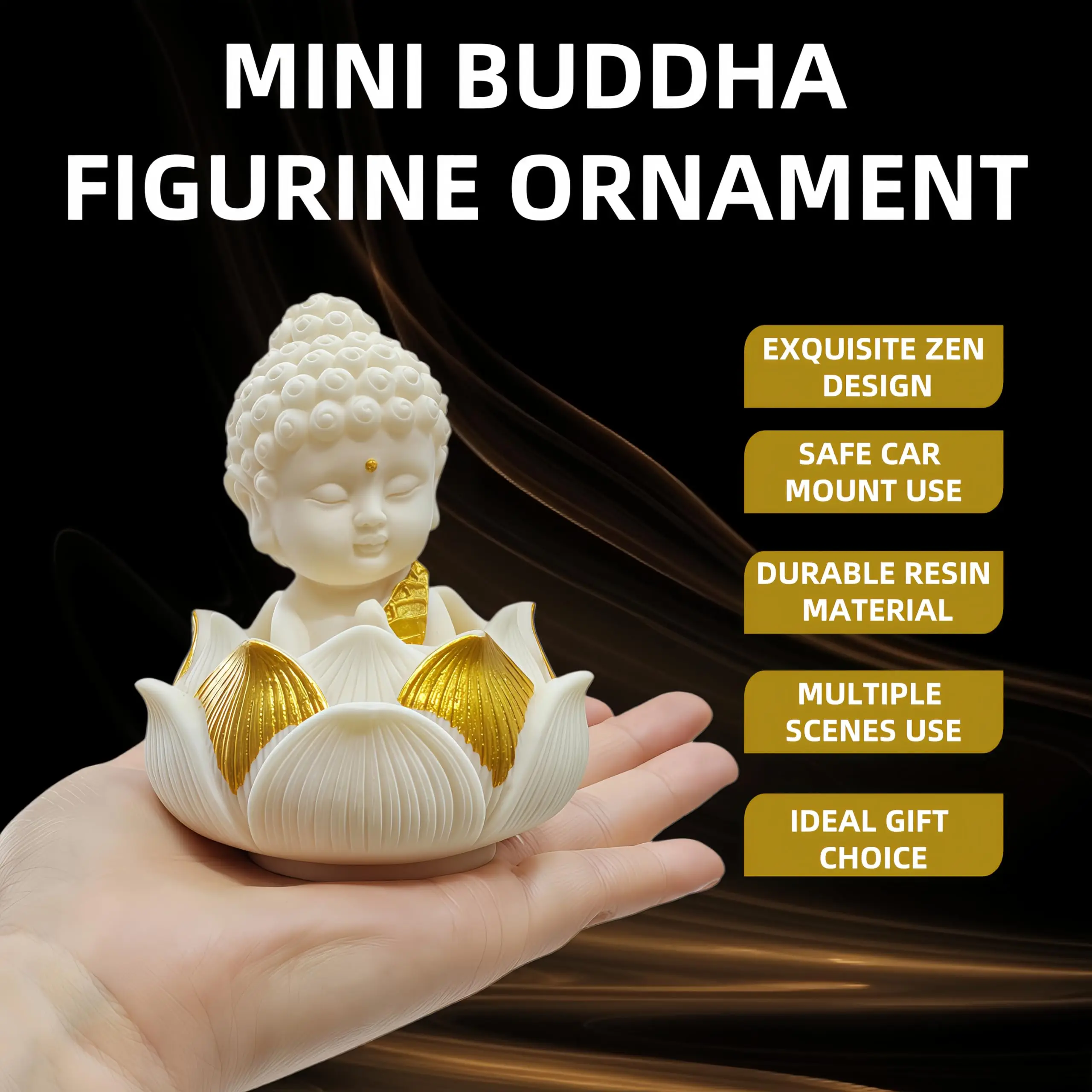 Buddha Statue Cute Desktop Decor Statue Tea Pet Ornament Cartoon Ivory Nut Decorative Statue For Car Dashboard Tea Table