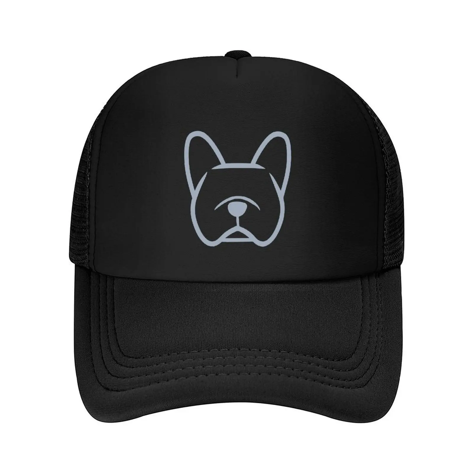 

French Bulldog face silhouette in light gray on Navy - Gray Frenchie gifts by Smooshface United Baseball Cap Beach Men Women's