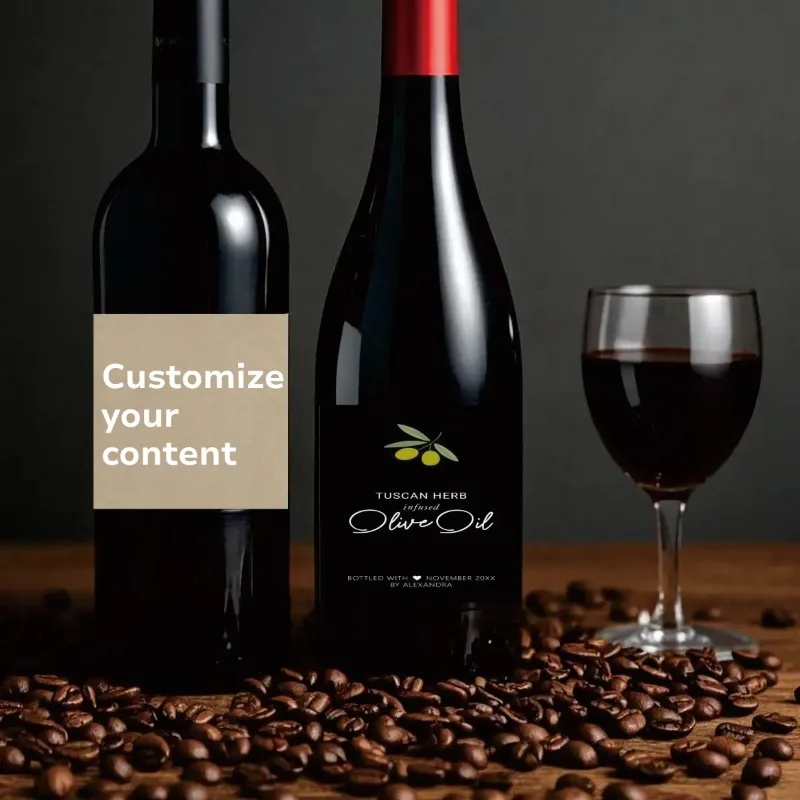 200 Pcs 29.5x9cm Custom Matte Red Wine Bottle Stickers Waterproof Self-Adhesive Wine Label Personalized Print