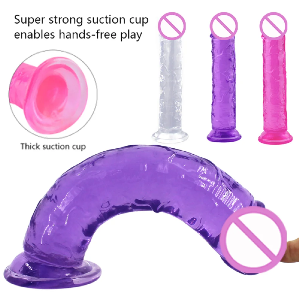 Realistic Dildo Soft Jelly Crystal Dildos With Strong Suction Cup Women Masturbator Vaginal Anal Stimulator Sex Toys for Couples