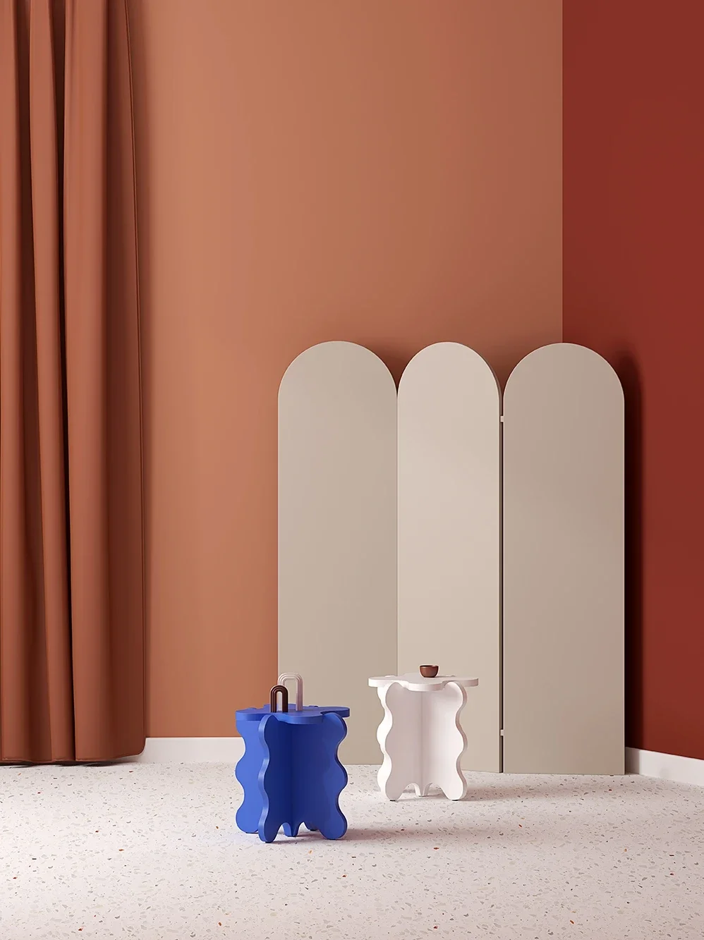 طاولة قهوة على شكل زهرة بتصميم إبداعي لغرفة المعيشة، طاولة جانبية بسيطة على شكل خاص للأريكة، طاولة جانبية مموجة كورية متعددة الألوان #5