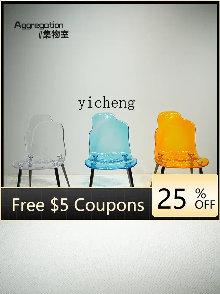 YFY  light luxury acrylic transparent chair bedroom makeup chair casual backrest dining chair home accessories