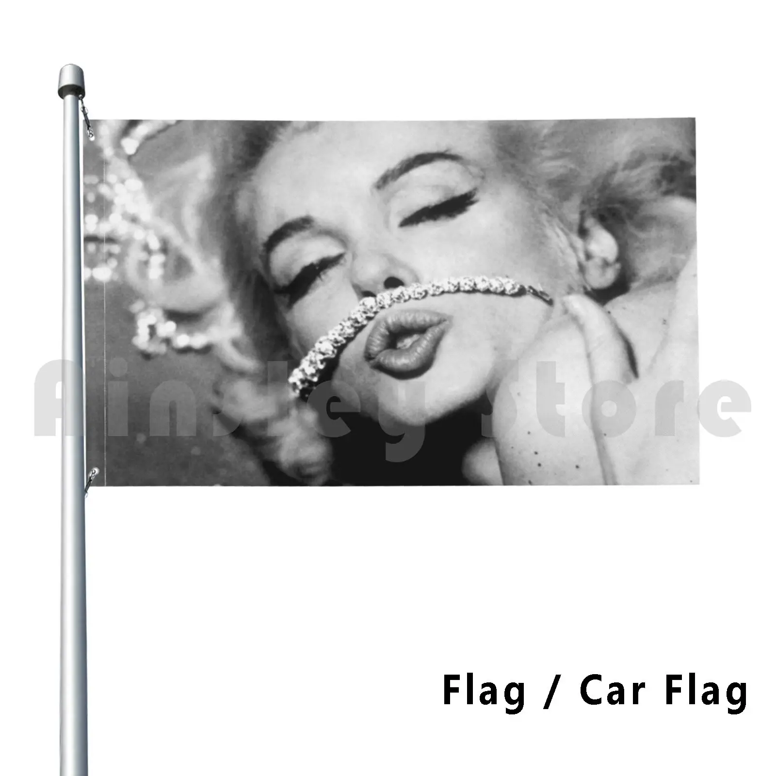 Marilyn Monroe Vintage Diamonds Are A Girls Best Friend Retro Blanco y Negro Bandera de los años 50 Bandera de coche Divertida