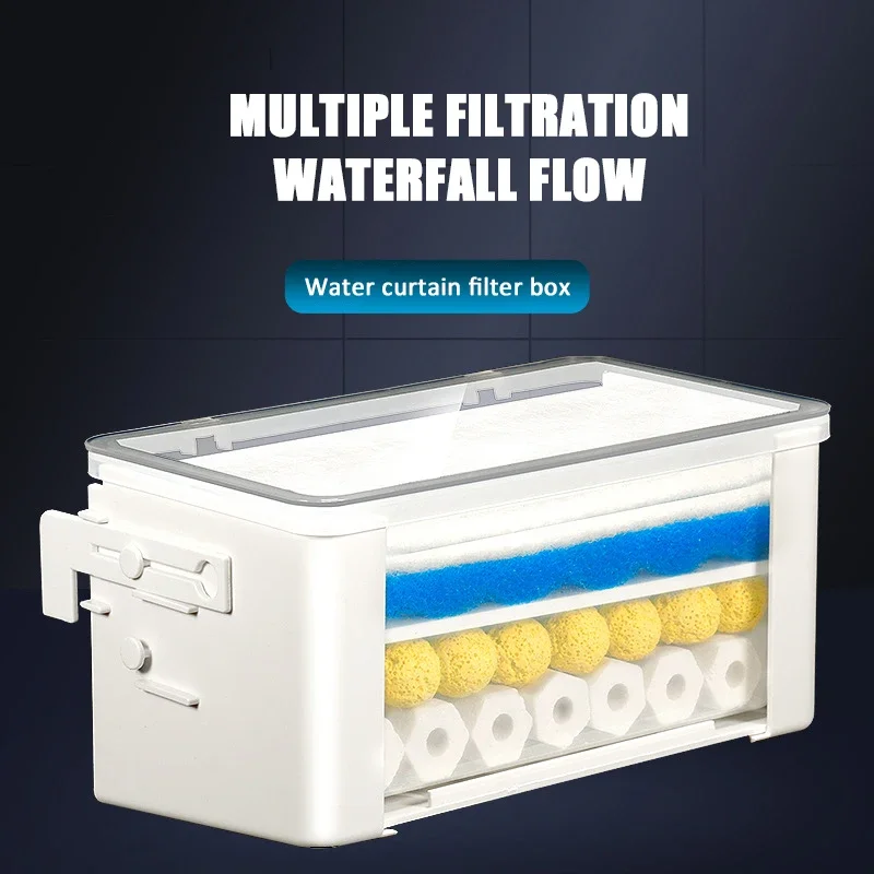 Fish Tank Filter Drip Box Water Curtain 3-in-1 Low Water Level Filter Turtle Upper Water Purifier Fish Tank Aquarium Filtration