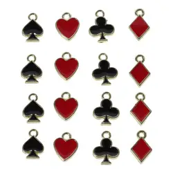 40pcs Alloy Playing Cards Pattern Charms Red and Black Size: Heart Spade Diamonds Poker Charms Diamonds 8*10mm