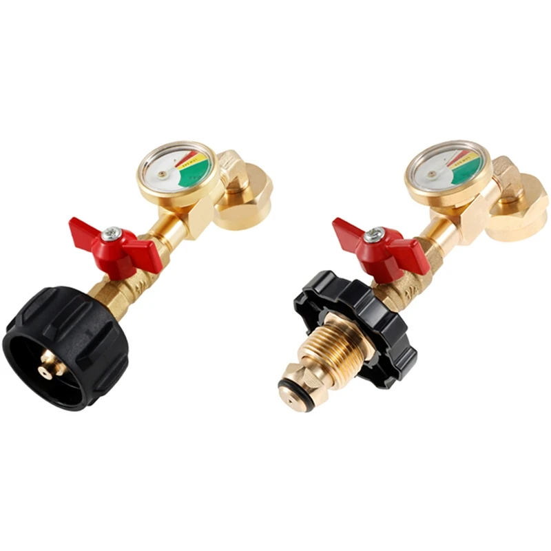 

Propane Gas Tank Connector Refill Adapter Gas Pressure Gauge Level Indicator With Gauge,Explosion-Proof Joint