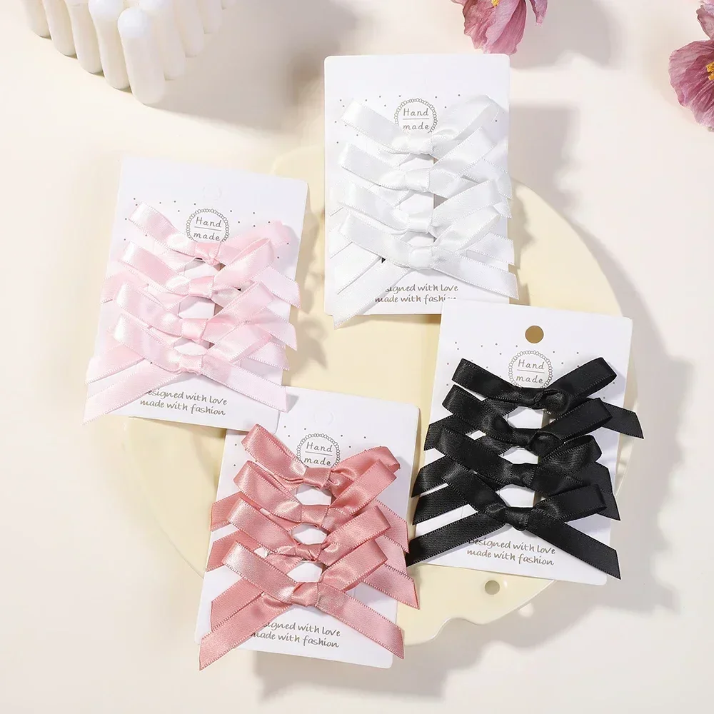 

4pcs/set Sweet Ribbon Bowknot Hair Clips for Women Girls Lovely White Black Hairpins Headwear Female Hair Accessories Wholesale