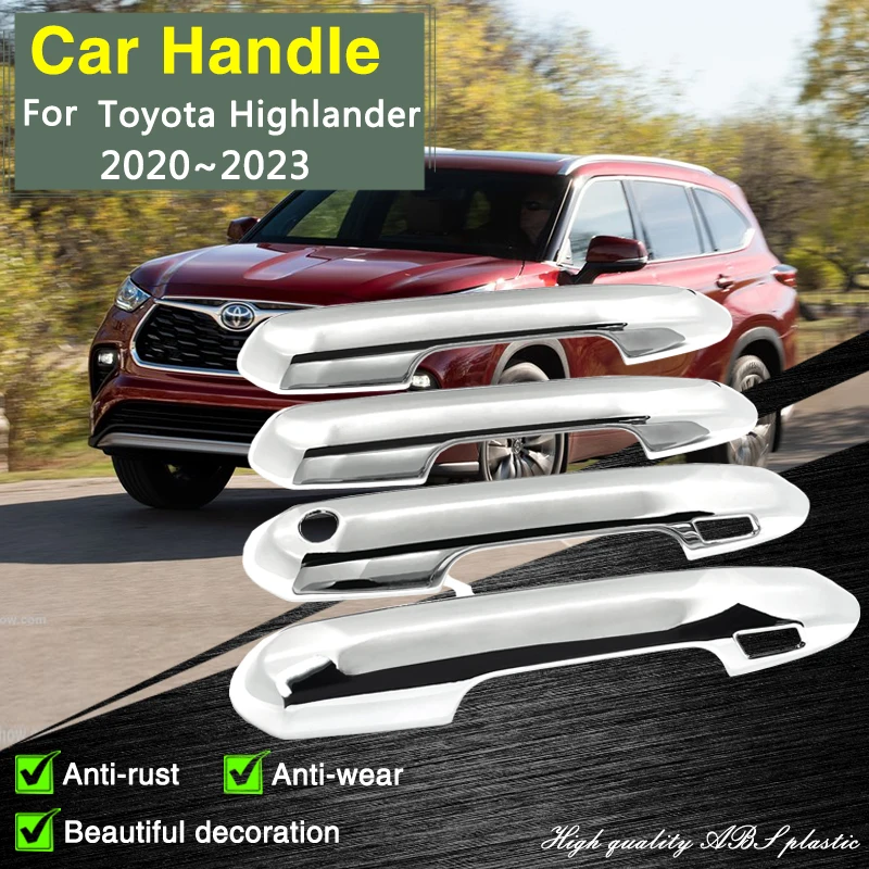 

for Toyota Highlander 4 MK4 XU70 2020 2021 2022 2023 Crown Kluger Chrome Smart Door Handle Cover Car Exterior Accessorie Sticker