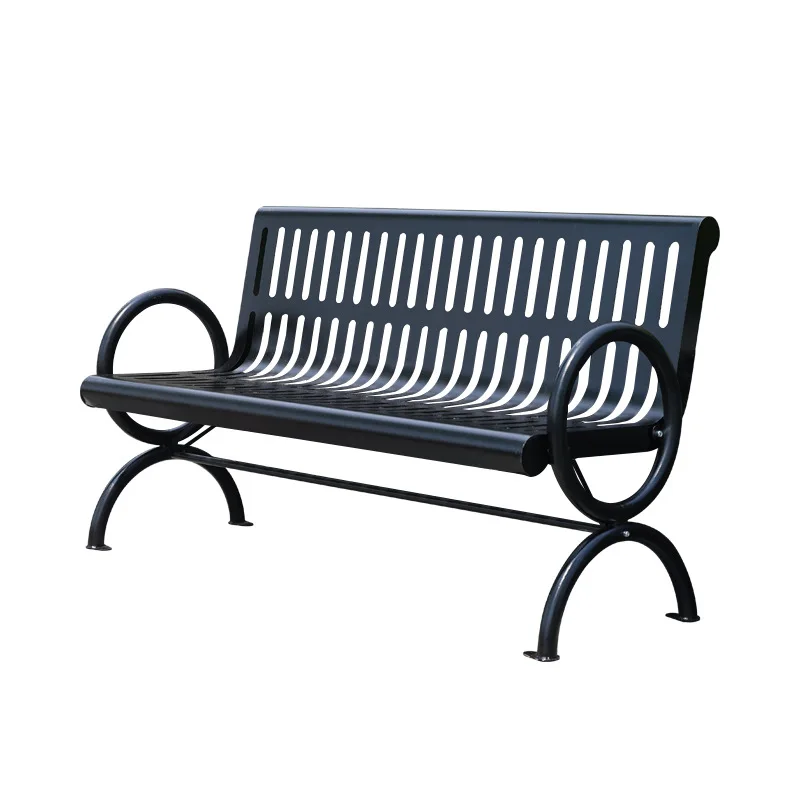 LH outdoor wrought iron seat outdoor community rest bench cast iron back leisure chair